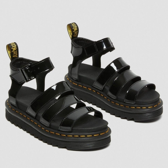 New! Dr. Martens Blaire Black Patent Leather Strap Sandals EU 38 - Picture 2 of 16